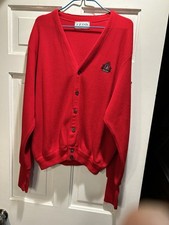 vintage izod red cardigan sweater button up -Read Description-