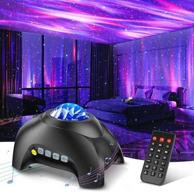 HODANS Galaxy Aurora Projector Star Night Light Bluetooth Speaker White Noise La