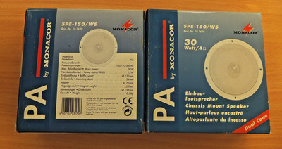 MONACOR SPE-150/WS Einbau-Breitbandlautsprecher, 30 W, 4 Ω - 2 Stück