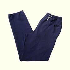 NIKE VTG 90s USA MADE BIG LOGO EMBROIDERED BLUE 100% COTTON ACTIVE SWEATPANTS LG