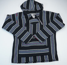 Original Senor Lopez Baja Hoodie Mens Large Striped Black Red Blue White Geo