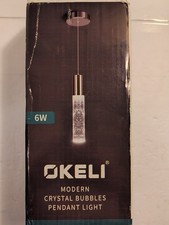OKELI Modern Pendant Light LED Bubble Crystal Island Light Fixture chrome 6000k