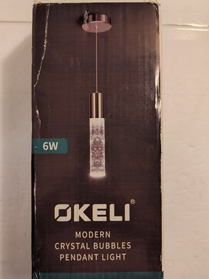 OKELI Modern Pendant Light LED Bubble Crystal Island Light Fixture chrome 6000k
