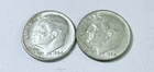 1964 Roosevelt Dimes, 90% Silver, Lot Of 2 Circulated Coins Free Shipping #8701