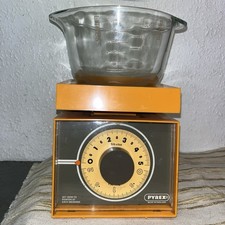 SCHÖNE VINTAGE RETRO SELTENE ORANGE PYREX WAAGE MIT GLASSCHALE