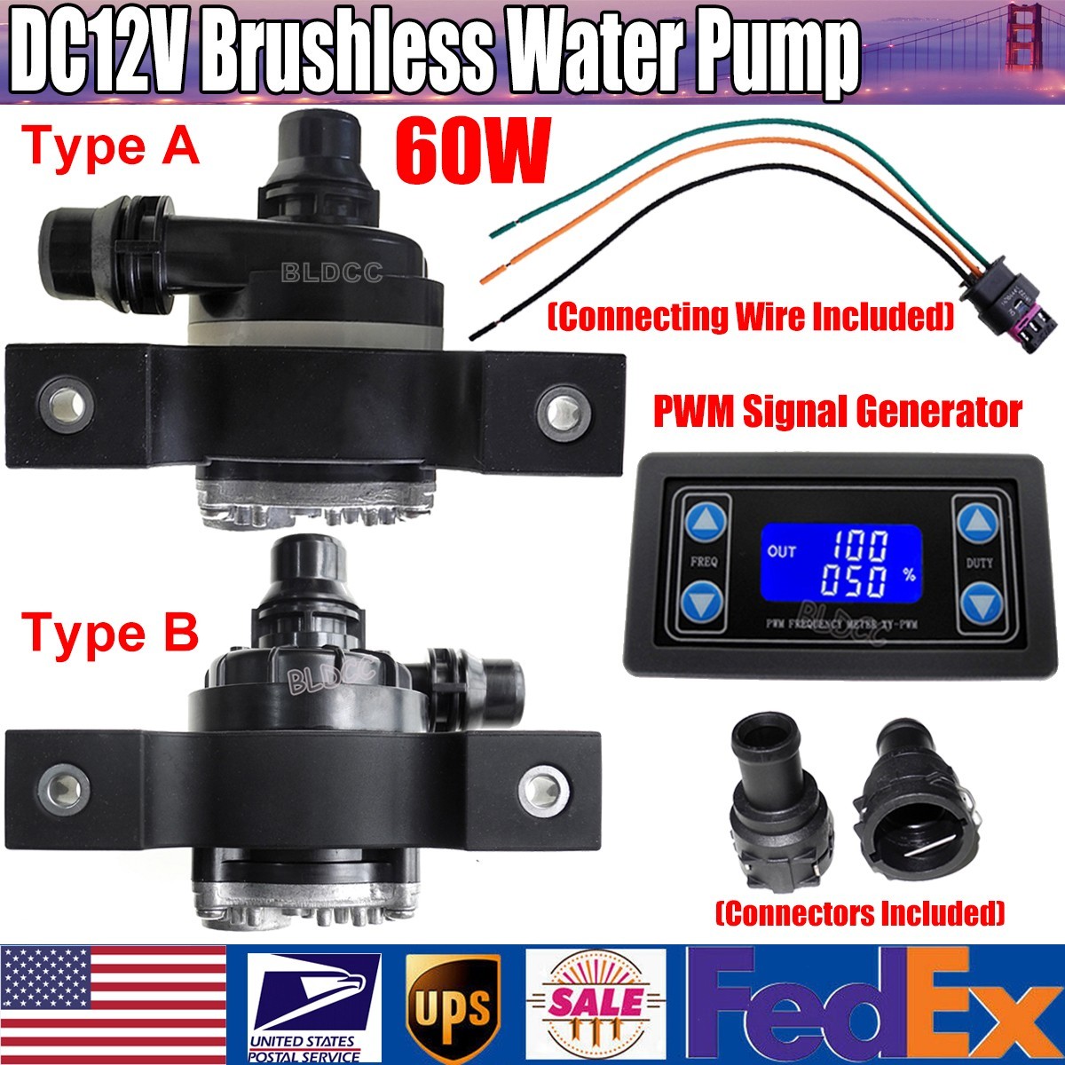 High-flow 60W Automotive Car Auxiliary Water Pump 12V Brushless Intercooler Pump