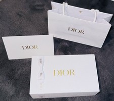 Dior White Gift Box Set With Bag Card Ribbon Brand New 8.75x5x3in