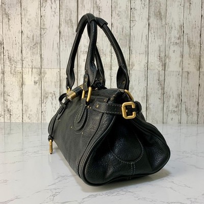 Chloé Paddington Black Leather Shoulder Bag Handbag Gold Hardware