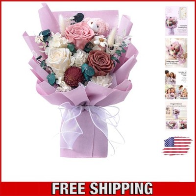 Elegant Purple Forever Flower Bouquet with Cute Bear Gift Box for Loved Ones