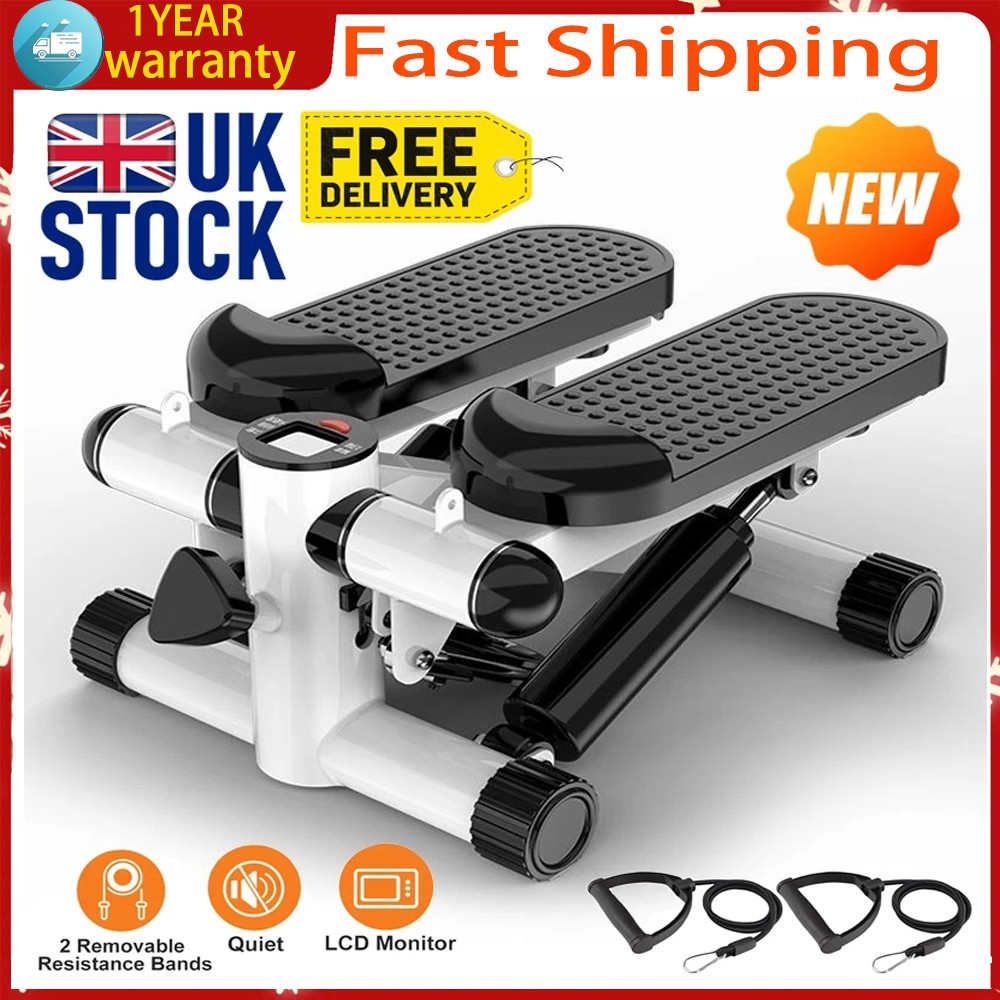 Mini Stepper with Resistance Bands & LCD Monitor Home Fitness Stepper Machine UK