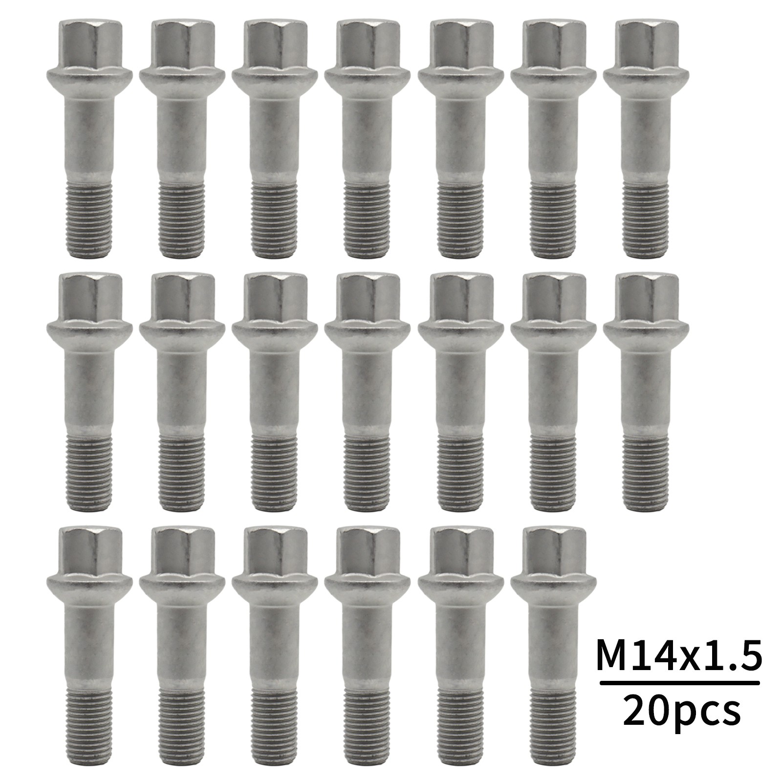 20x Radschrauben Radmuttern M14x1,5 Silber Für Mercedes-Benz G M R S GLK Klasse.