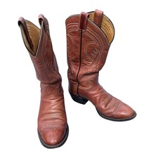 Dan Post 4116 Cowboy Boots Mens 9D Brown Leather Made in USA Western Round Toe