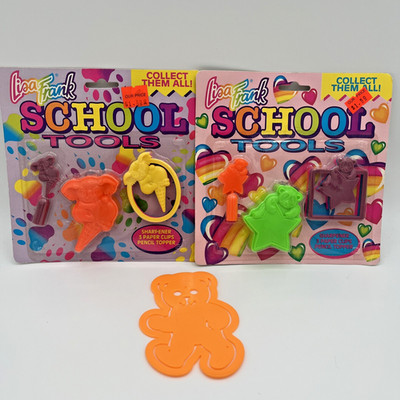 Vintage Lisa Frank School Tool Sets x2 Paper Clips Pencil Topper NOS Sealed