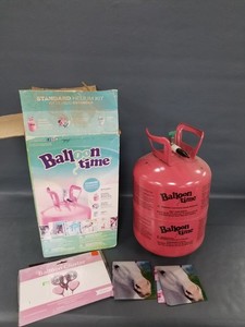Balloon Time Standard Helium Tank ONLY Pink Empty w/ Box UNTESTED