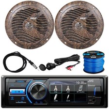 JVC KDX560BT Receiver, 2 x 6.5" 150W Speakers, Antenna, AUX Mount, Speaker Wire