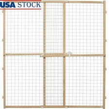 Adjustable Pet Gate Tool-Free Comfort Latch Portable Wood Frame New