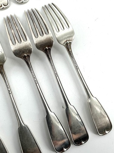 Set Of 12 Antique 1871 Tiffany & Co. Palm Sterling Silver Fork 7 1/8” Monogram - Picture 7 of 10