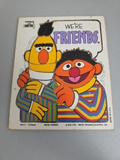 VINTAGE 1976 Playskool Bert and Ernie Wooden Puzzle We're Friends Sesame Street