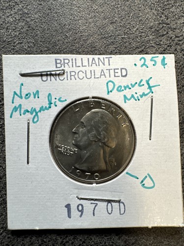 1970-D Washington Quarter 25c BU Brilliant Uncirculated. Denver Mint. No Mag.