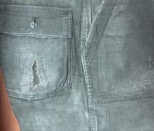 1950s 60s US Army Button Fly Pants 36X33 Field Trousers OG-107 Cotton Sateen