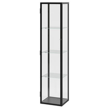 IKEA Large Glass Display Cabinet 4 Tier Storage Free Standing White/Black