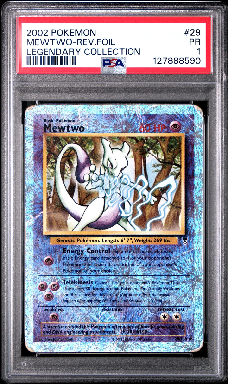 2002 Pokemon Legendary Collection Mewtwo Reverse Holo PSA 1 #29