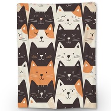 Cartoon Cat Flannel Throw Blanket, Soft Cozy Lightweight Animal Blankets for ...