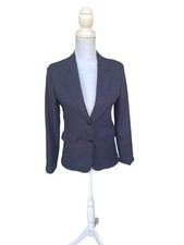 Oscar De La Renta Vintage Womens Blazer Navy Blue Rayon Blend Lined