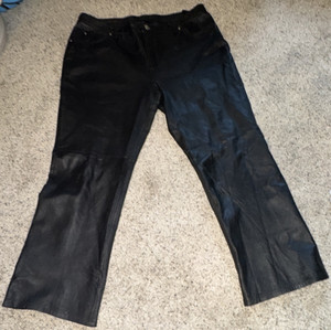 Metrostyle Womens Petite 14P Black 100% Leather Lined Pants Zip Pockets