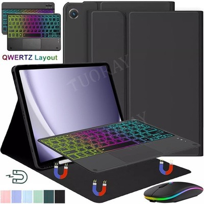 QWERTZ Beleuchtete Tastatur Hülle Für Samsung Galaxy Tab S10 S9 FE S9 S8 S7 A9+