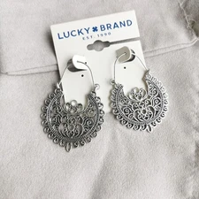 Lucky Brand Silver Boho Hoop Earrings