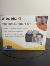 Medela Breastmilk Cooler Set - 4 Bottles/Lids,Cooler, Ice Pack -For Work/Daycare