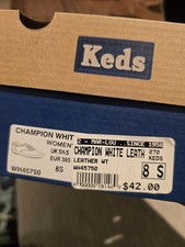 Keds Champion Originals Leather Lace Up Womens White Sneakers Casual Shoes 8S