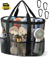 Mesh Beach Bag for Women, Large Beach Toy Pool Bag with PVC Pocket, Beach Tote f