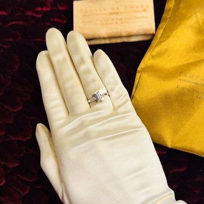 14K Weißgold Pfirsich Morganit Verlobungsring -1cttw Smaragdschliff Größe 7 -2,5g