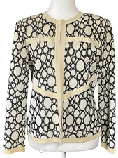 Ming Wang Sweater Womens Petite Small Bubble Dot Knit Cardigan Jacket