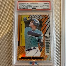 2021 Bowman Chrome Ascensions Orange Refractor Julio Rodriquez #’d /25 PSA 10