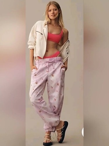 Anthropologie Pilcro Ditsy Tie-Dye Parachute Pants Floral Embroidered Size XL
