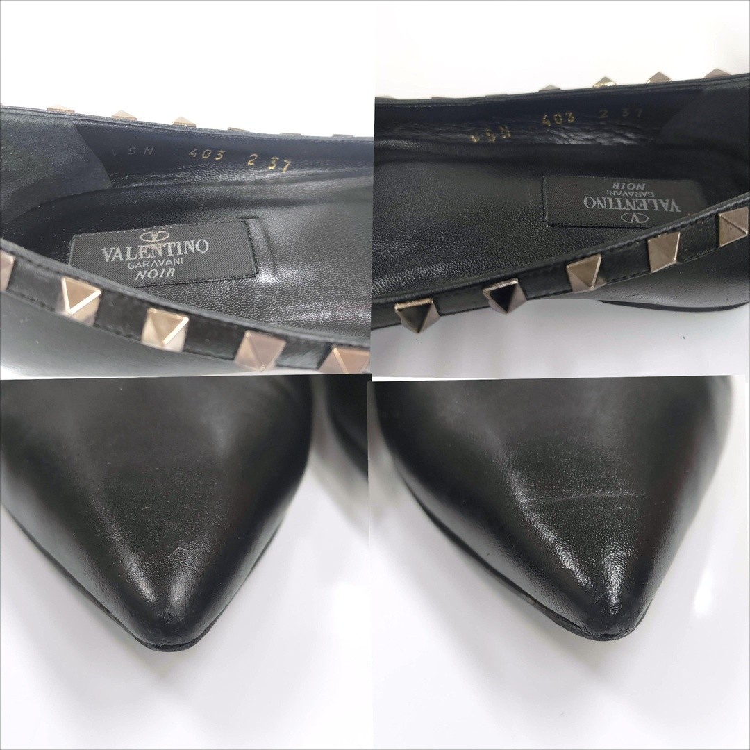 VALENTINO GARAVANI Rockstud PUMPS Leather Black Size 37 Approx Used ICHI-0 thumbnail 8