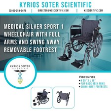 Medical Black Sport 1 Wheelchair w/ Full Arms and Swing Away Removable Footrest
