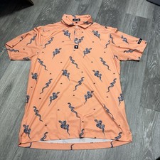 Bad Birdie Men's Medium Multicolor Short Sleeve Snake Print Polo Shirt