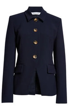 Veronica Beard Aire Dickey Blazer Navy Blue Jacket Size 8