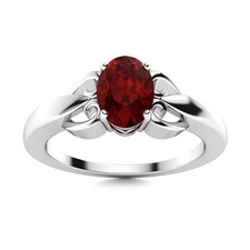 7x5 MM Oval Shape Red Garnet Gemstone 925 Sterling Silver Solitaire Women Ring