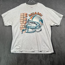 Vintage 1997 Miami Dolphins T-Shirt XXL Hanes Heavyweight Gray NFL