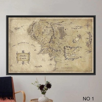 World Map Wall Art, Middle Earth Map Print Poster