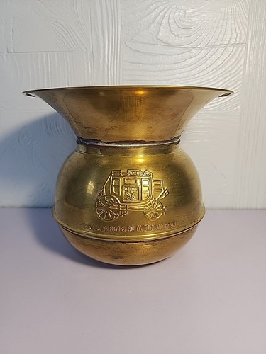 Wells Fargo & Co Overland Stage DOUBLE SIDED Spittoon Brass Wild West US MAIL