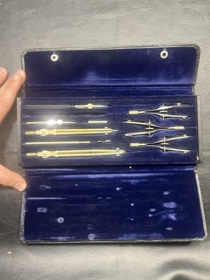 Riefler Germany Precision Drafting Compass Set Antique Engineer Tools Case