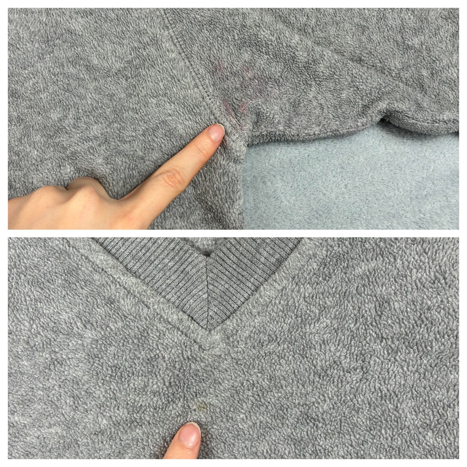 Vintage Le Coq Sportif 2000's Y2K Grey Fleece Oversized Large V-Neck Sweatshirt image 7