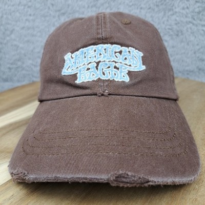 Vintage American Eagle Hat Cap Leather Strap Back Script AEO Dad Baseball Y2K