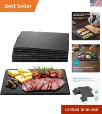 Slate Plates - Food Contact Safe Black Stone Plates - Cheese Platter Charcute...